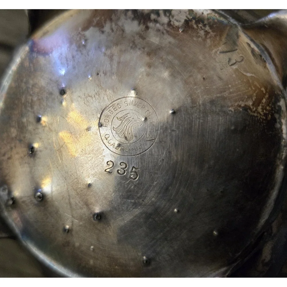 Antique Forbes Silver Co Quadruple Embossed Creamer With Lid #235 Victorian